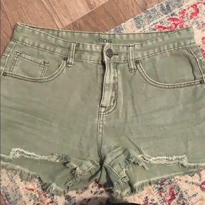 Green denim shorts
